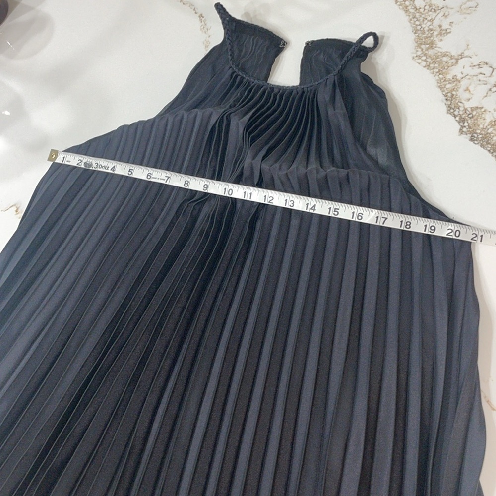 Ramy Brook Black Pleated Mini Dress with Neutral Chevron Hem - Picture 5 of 8